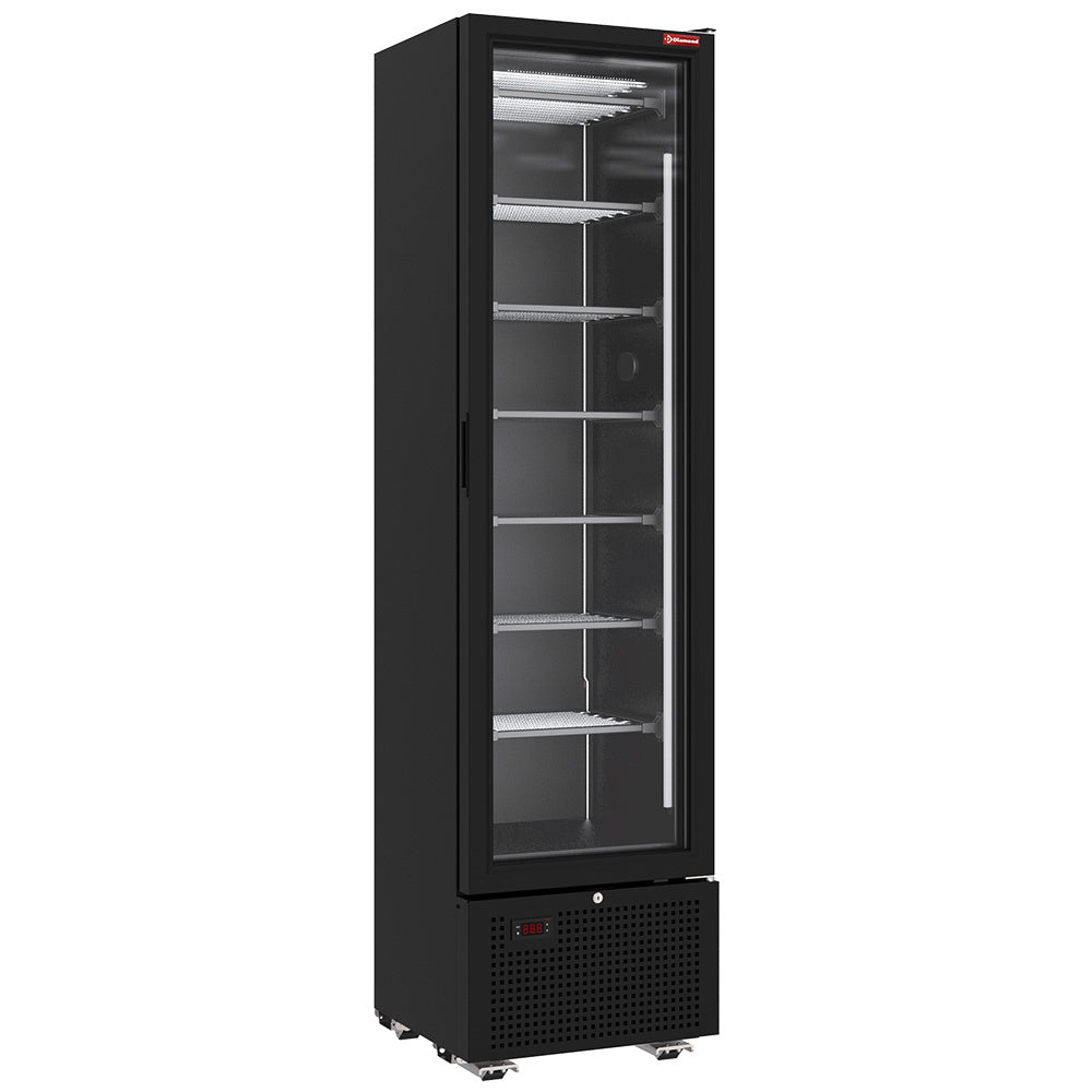 Displayfryseskab 221 Liter Faste Niveauer Sort