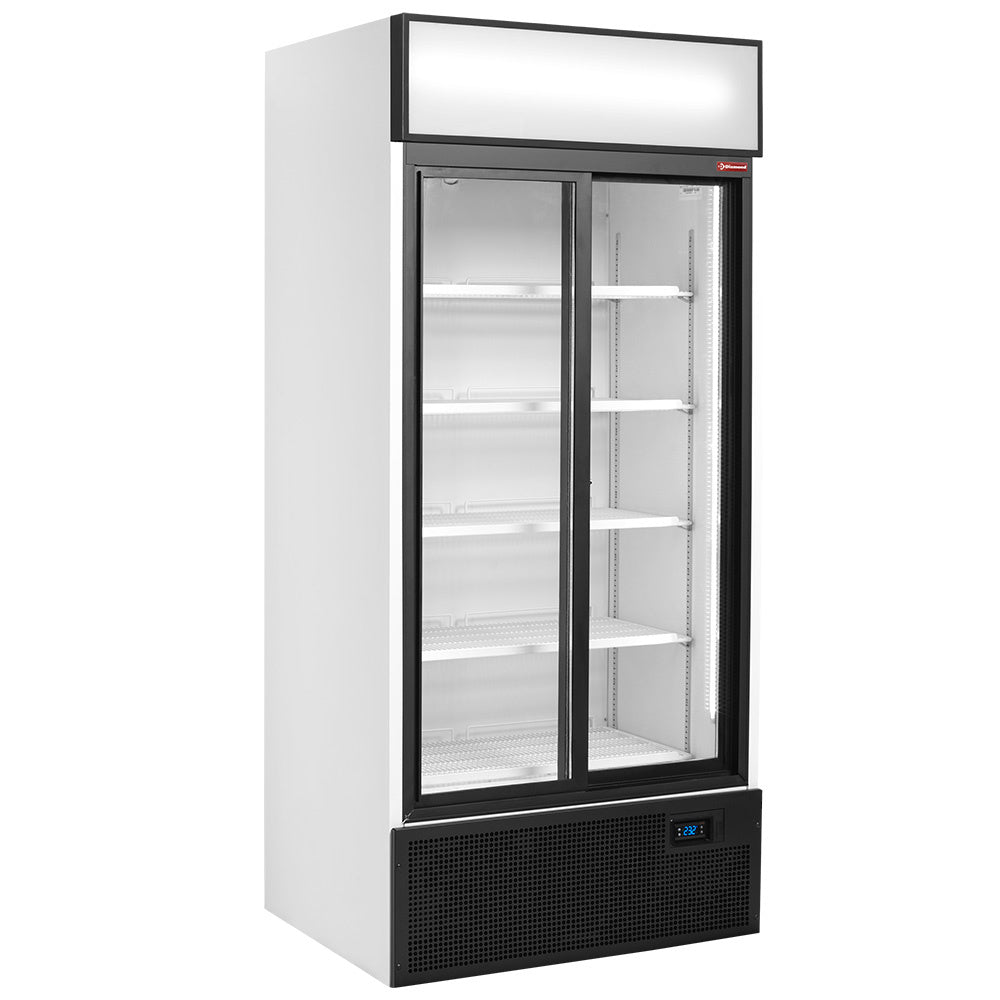 Displaykøleskab Ventileret 760 Liter Skydedøre Med Lysboks