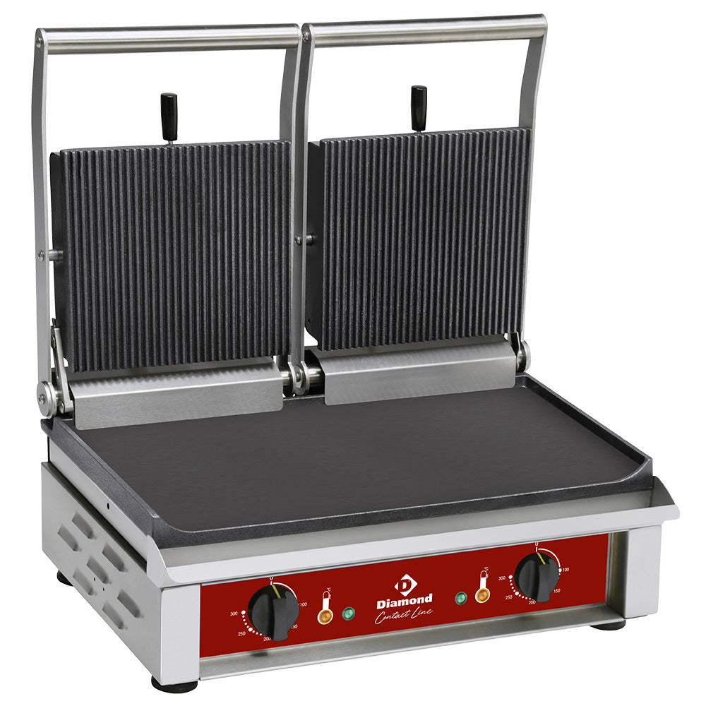 Dobbelt Kontaktgrill Emaljerede Plader