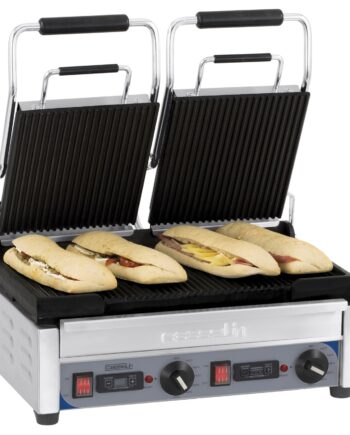 Dobbeltkontaktgrill Premium Rillet Rillet Med Timer