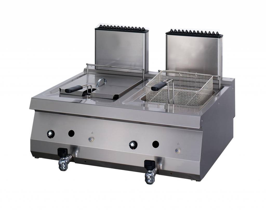 Heavy Duty Friture 12l Dobbelt Enhed 70 Cm Dyb Med Afløbshane Gas