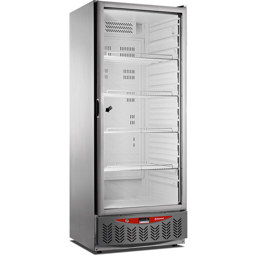 Køleskab 525 Liter Glaslåge Gn2 600x400 Rustfrit Stål