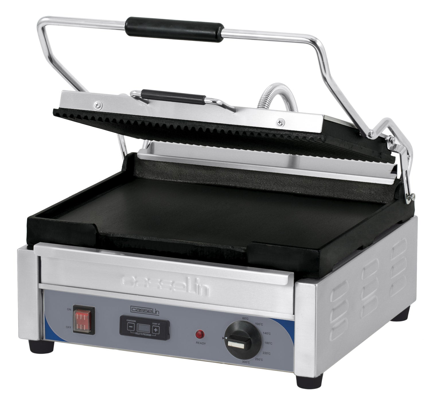 Kontaktgrill Premium Stor Rillet Glat Med Timer