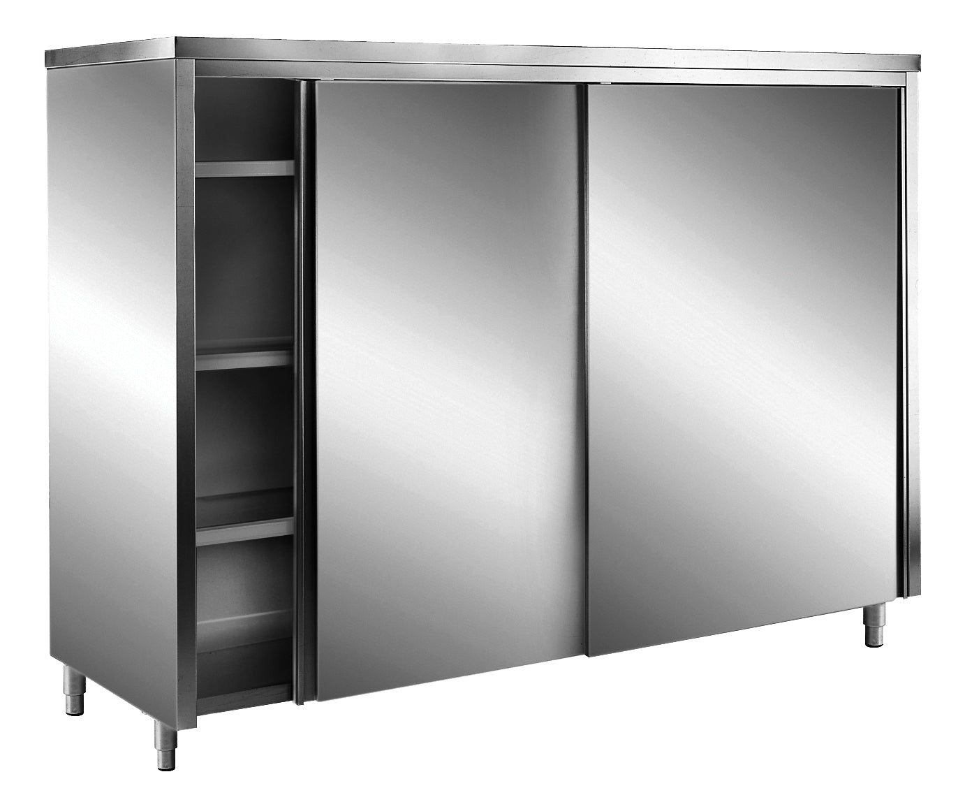 Saro Opbevaringsskab Rustfrit Stål Med Skydelåger Aisi 430 Fladt Tag 1200x600