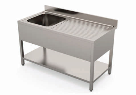 Stålbord Vask Og Bagkant 100 60 Cm