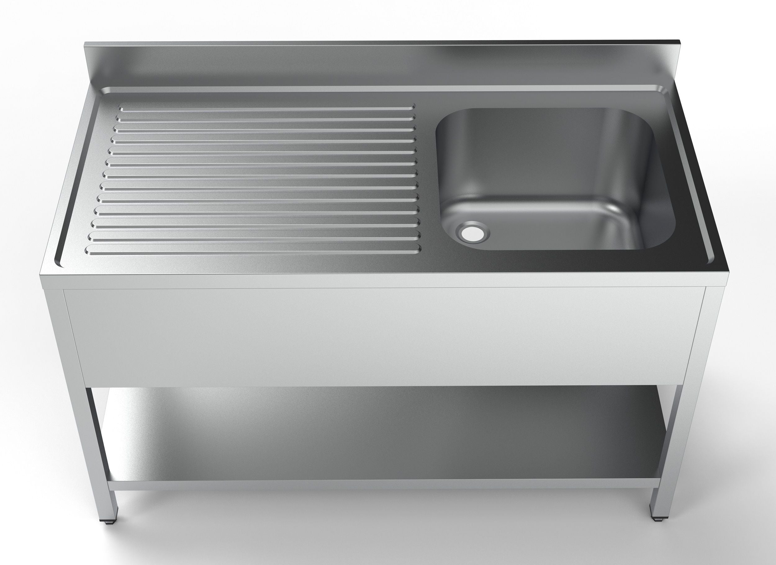 Stålbord Med Vask 70 Cm Bred 140 Cm Lang
