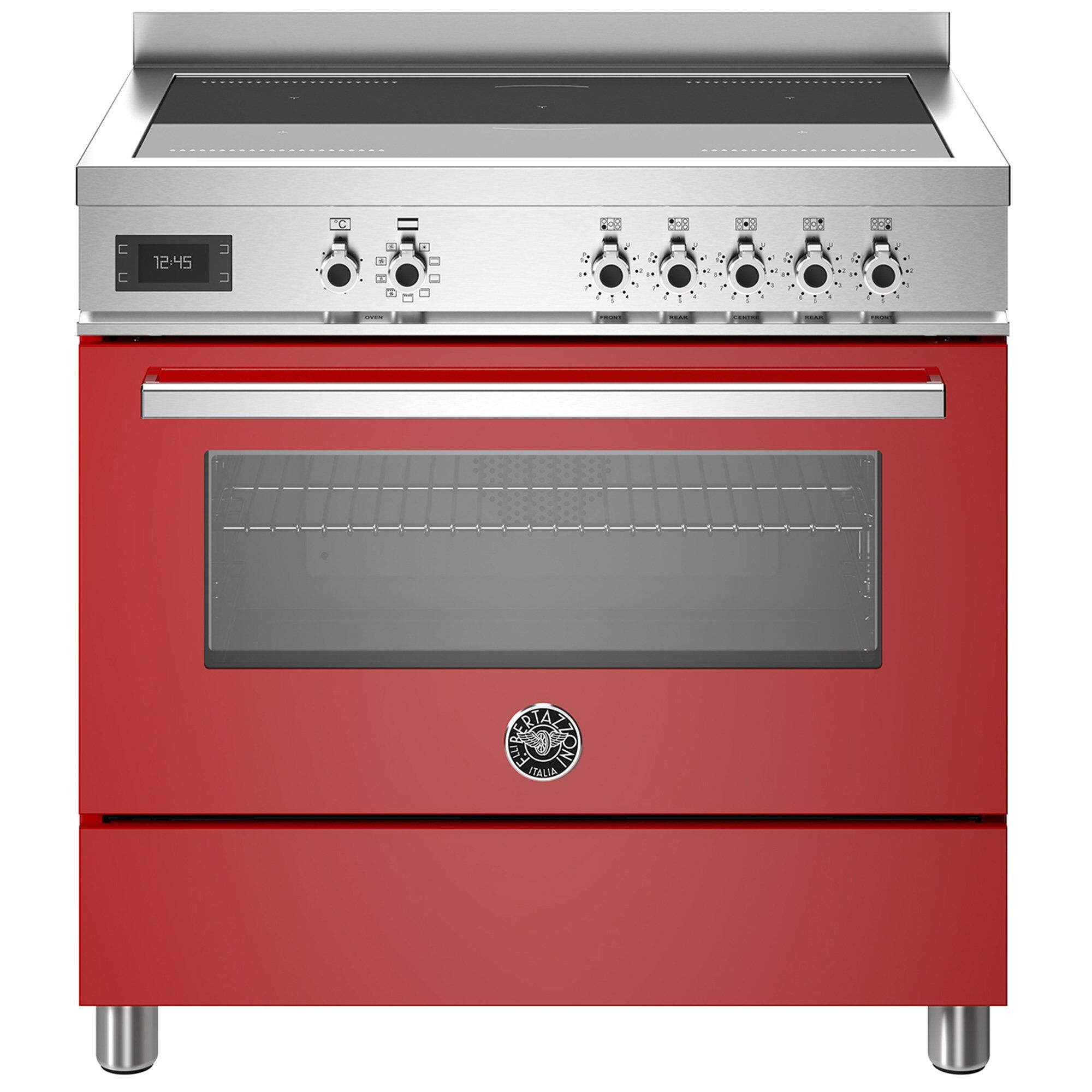 Pro95i1erot Professional Induktionskomfur Med Ovn 90 Cm Rød