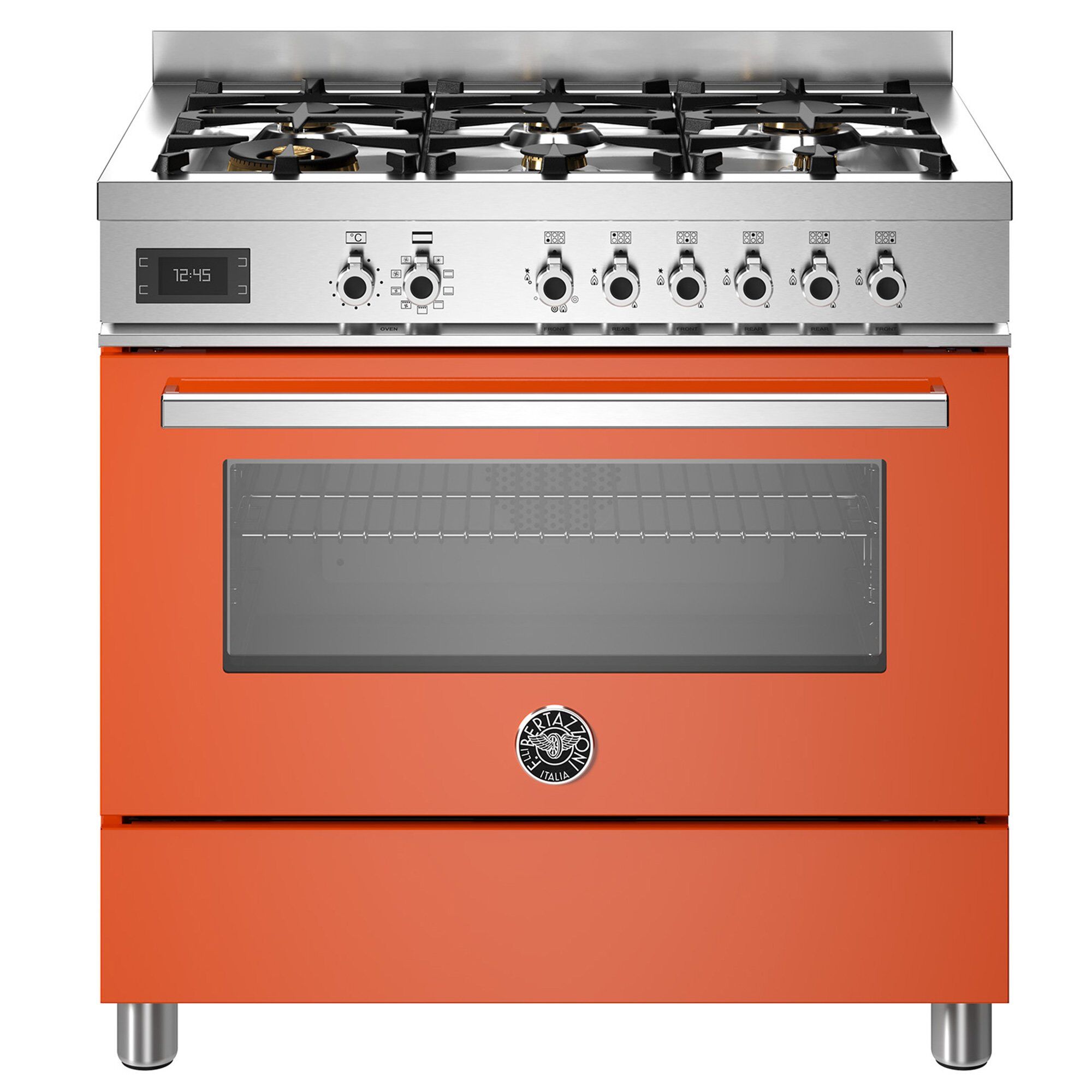 Pro96l1eart Professional Gaskomfur Med Ovn 90 Cm Orange