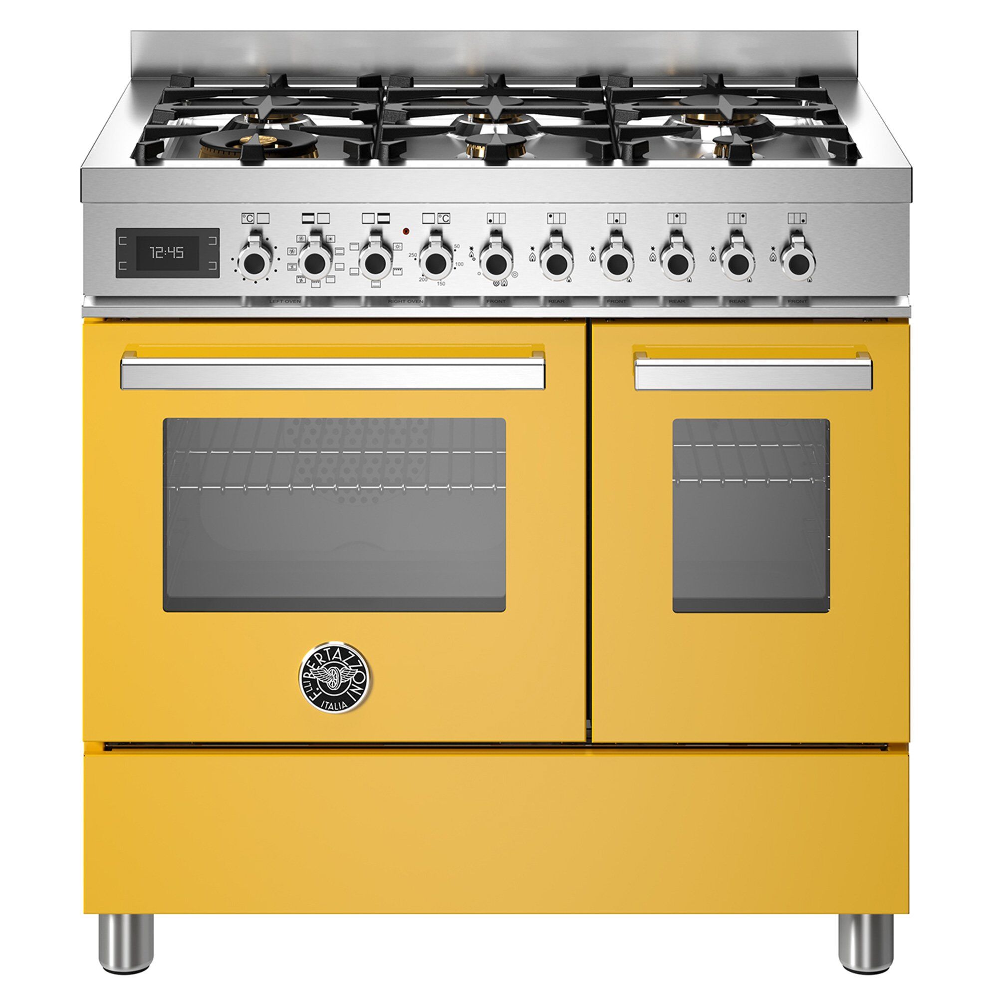 Pro96l2egit Professional Gaskomfur Med Dobbeltovn 90 Cm Gul