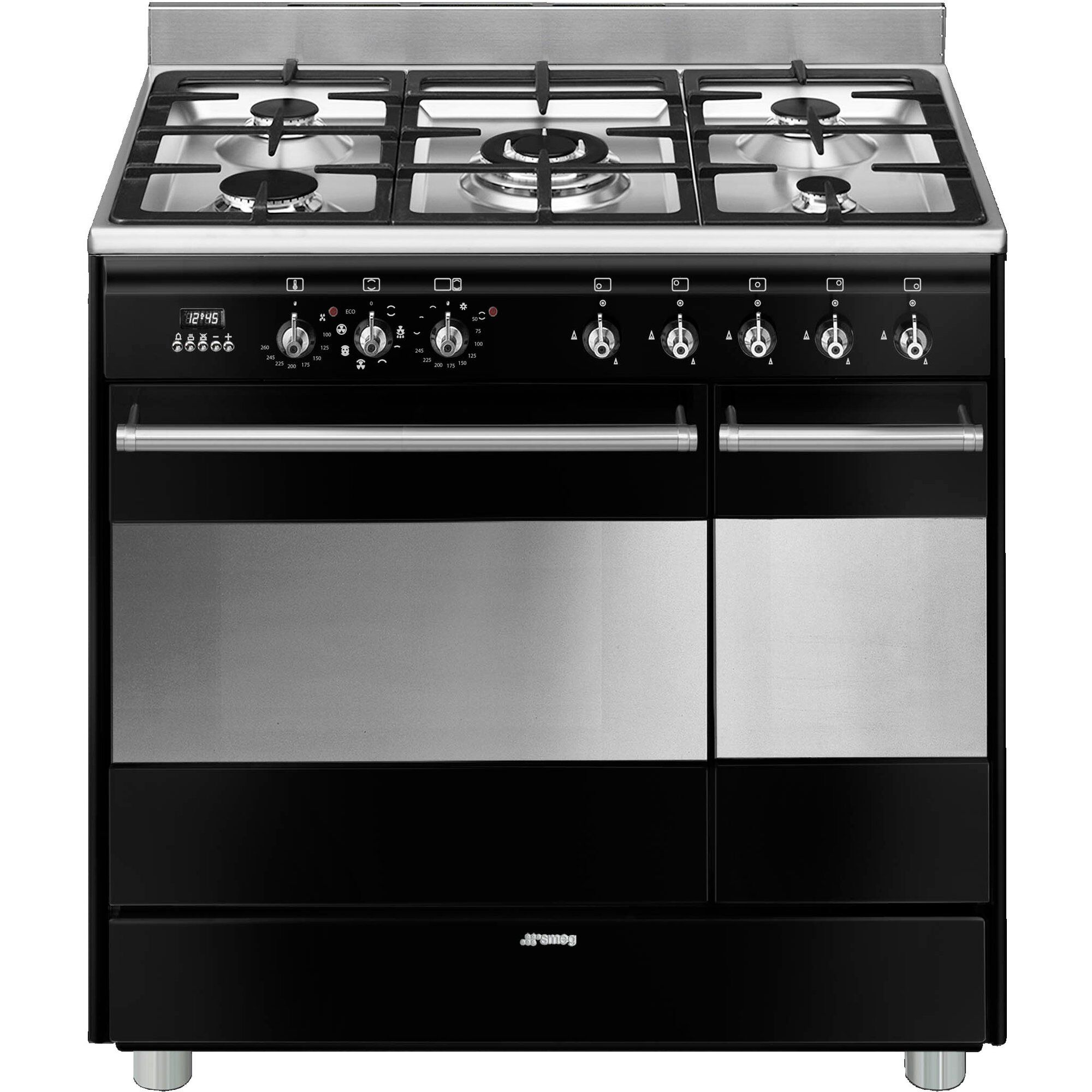 Scb92mn8 Gaskomfur Med Dobbeltovn 90 Cm Sort