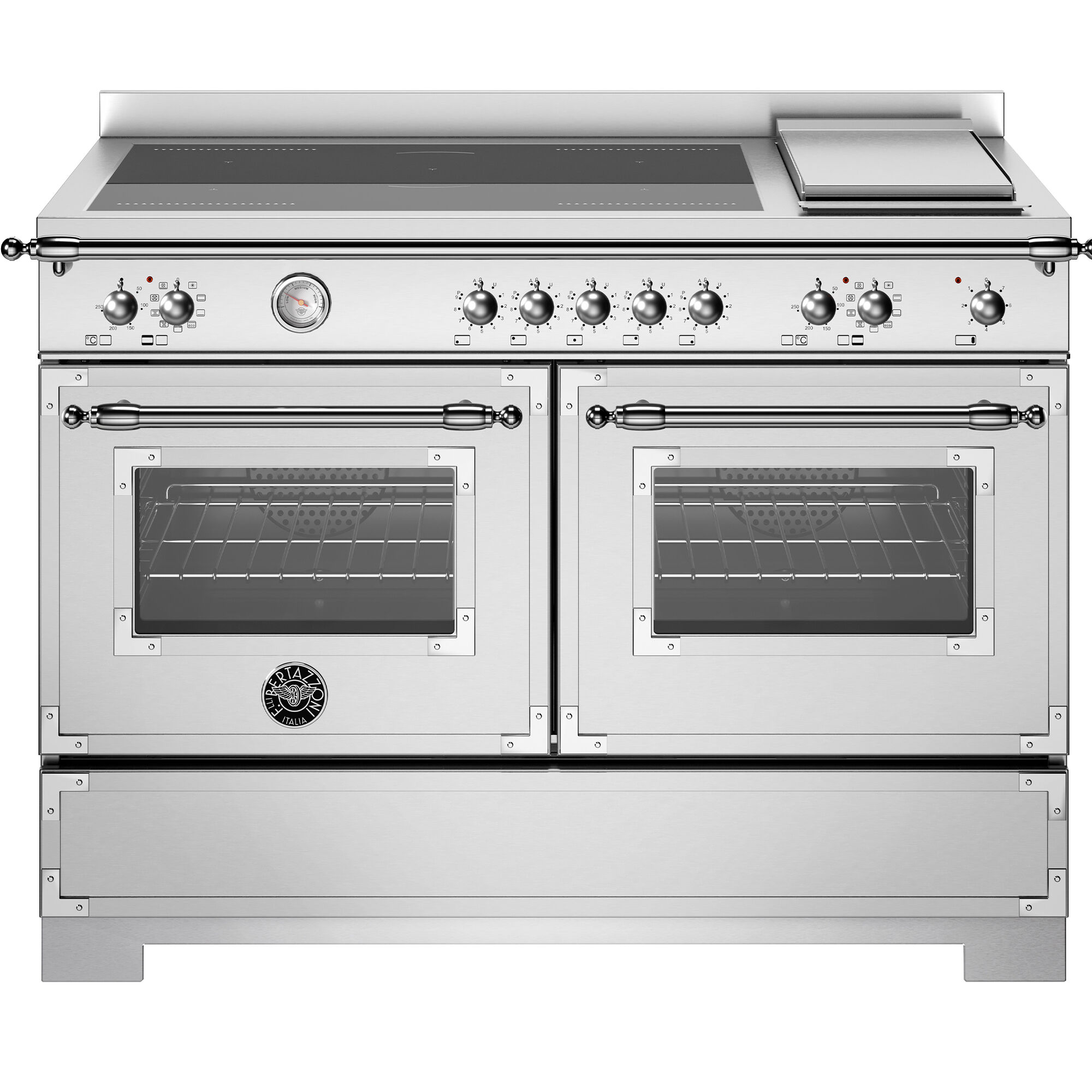Bertazzoni Her125i2ext2 Heritage Induktionskomfur 120 Cm Med   Zoner  Elektrisk Stegebord Og   Ovne  Rustfrit Stål
