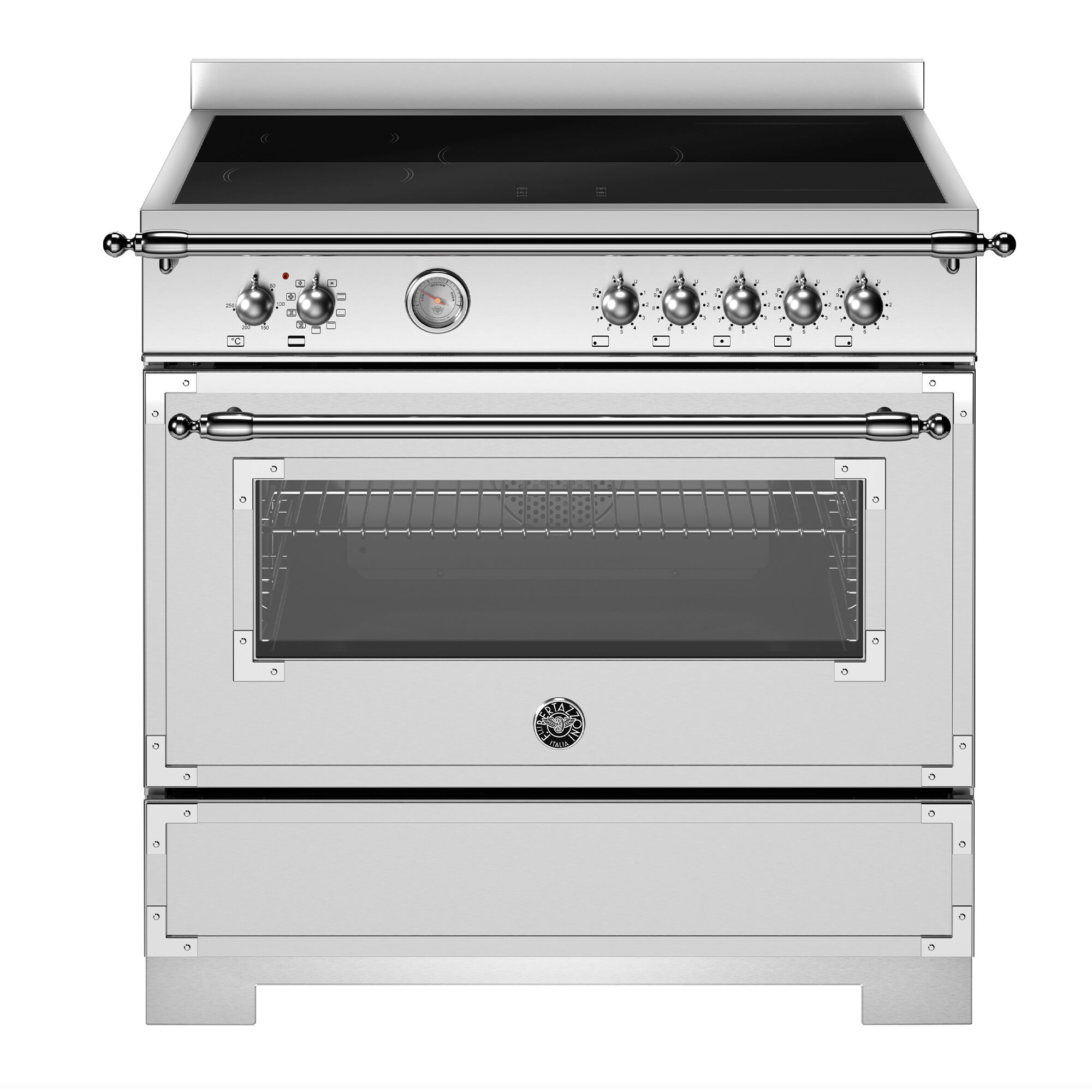 Bertazzoni Her95i1ext2 Heritage Induktionskomfur 90 Cm Med   Zoner Og   Ovn  Rustfrit Stål
