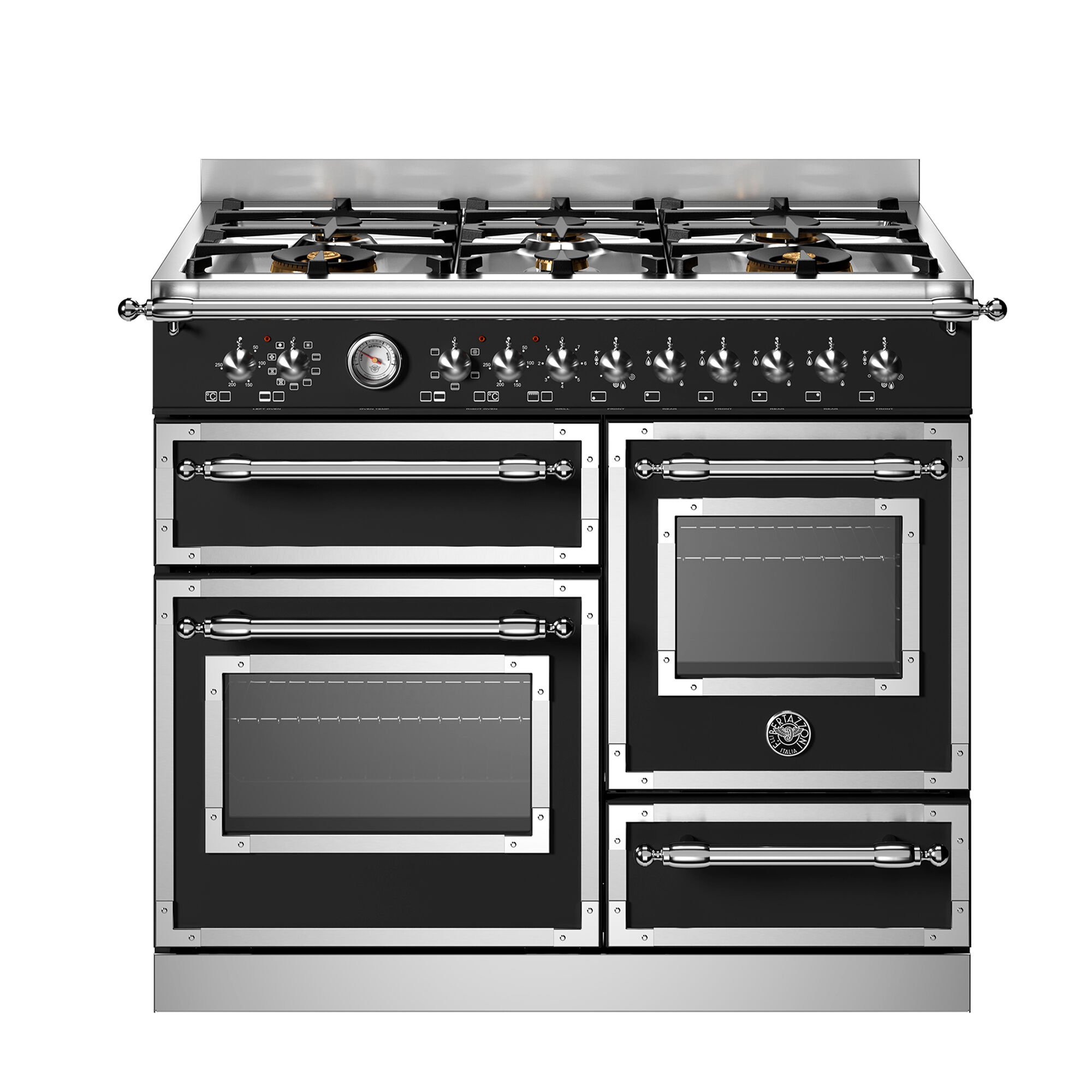 Bertazzoni Her106l3enet2 Heritage Gaskomfur 100 Cm Med   Brændere Og   Ovne  Mat Sort