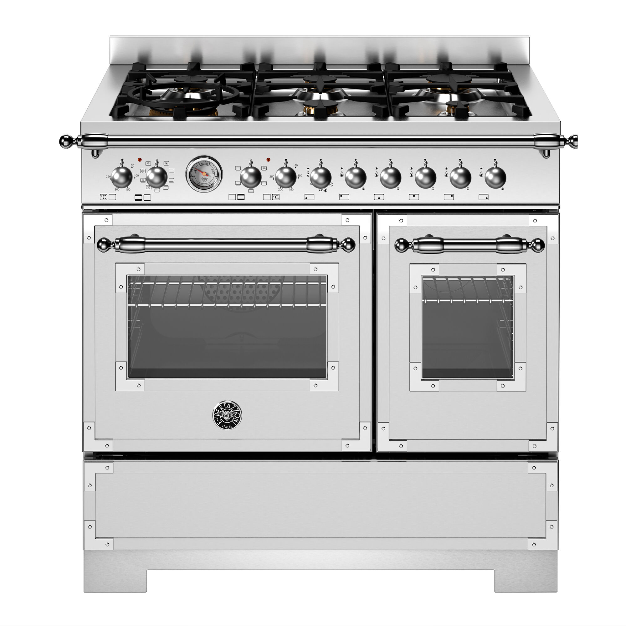Bertazzoni Her96l2ext2 Heritage Gaskomfur 90 Cm Med   Brændere Og   Ovne  Rustfrit Stål