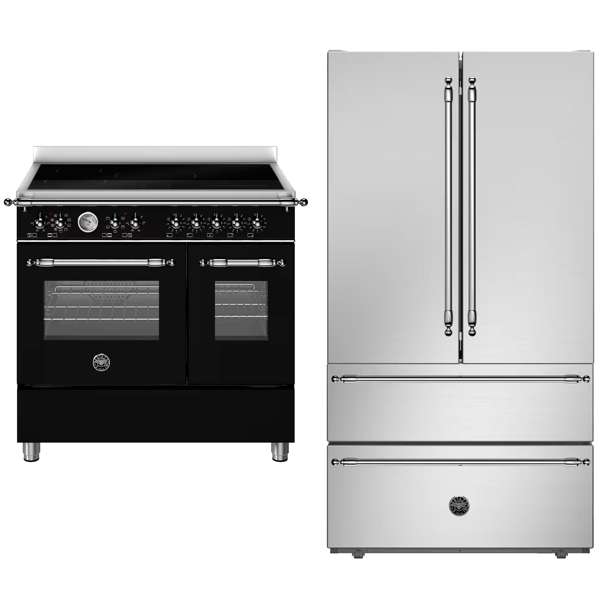 Bertazzoni Heritage Her95i2enec2 Induktionskomfur 90 Cm  Uden Dekorlist    Ref904ffnxtc Heritage Side-by-side Køl Frys Med Ismaskine  Mat Sort Rustfrit Stål