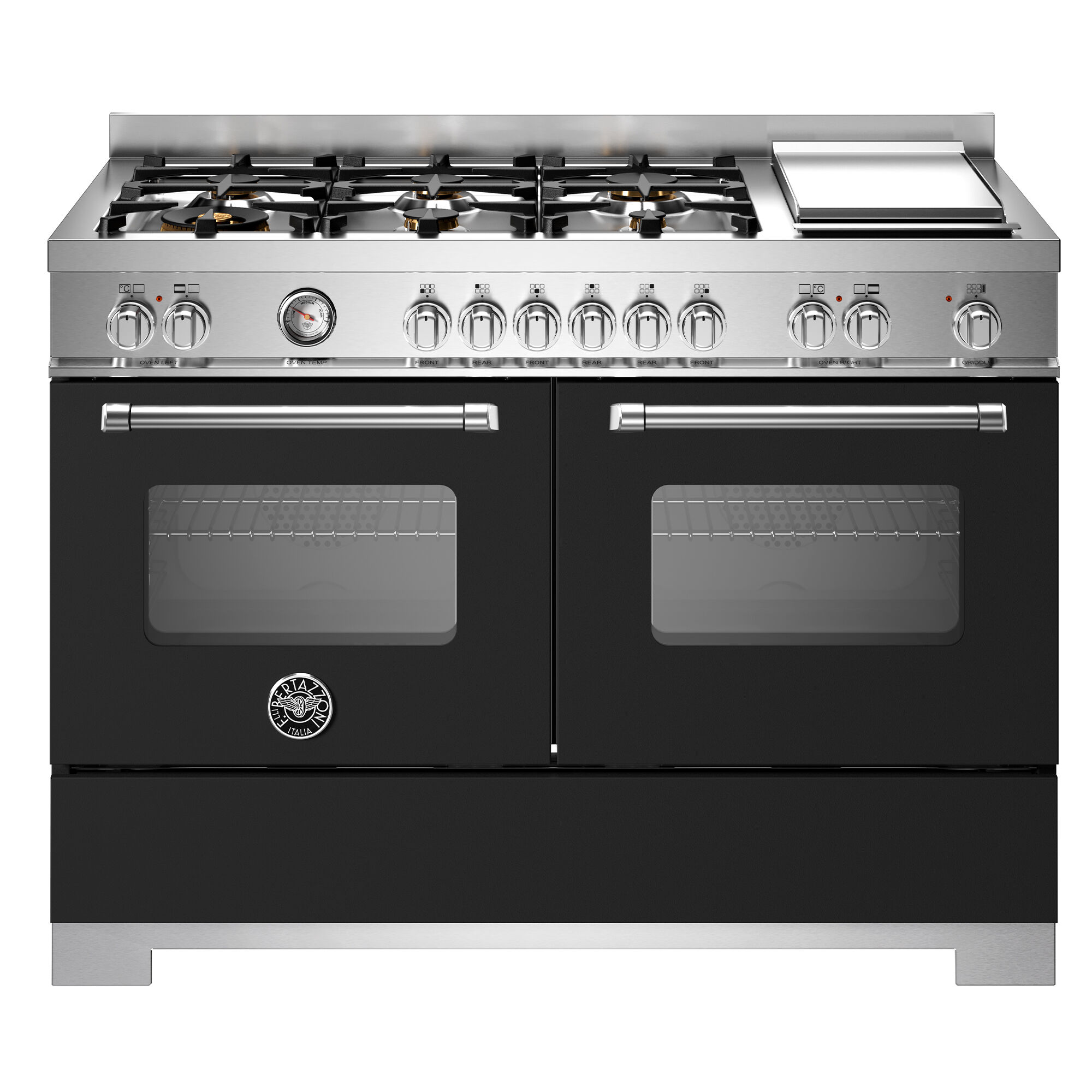 Bertazzoni Mas126g2enet2 Master Gaskomfur 120 Cm Med   Brændere  Stegebord Og   Ovne  Mat Sort