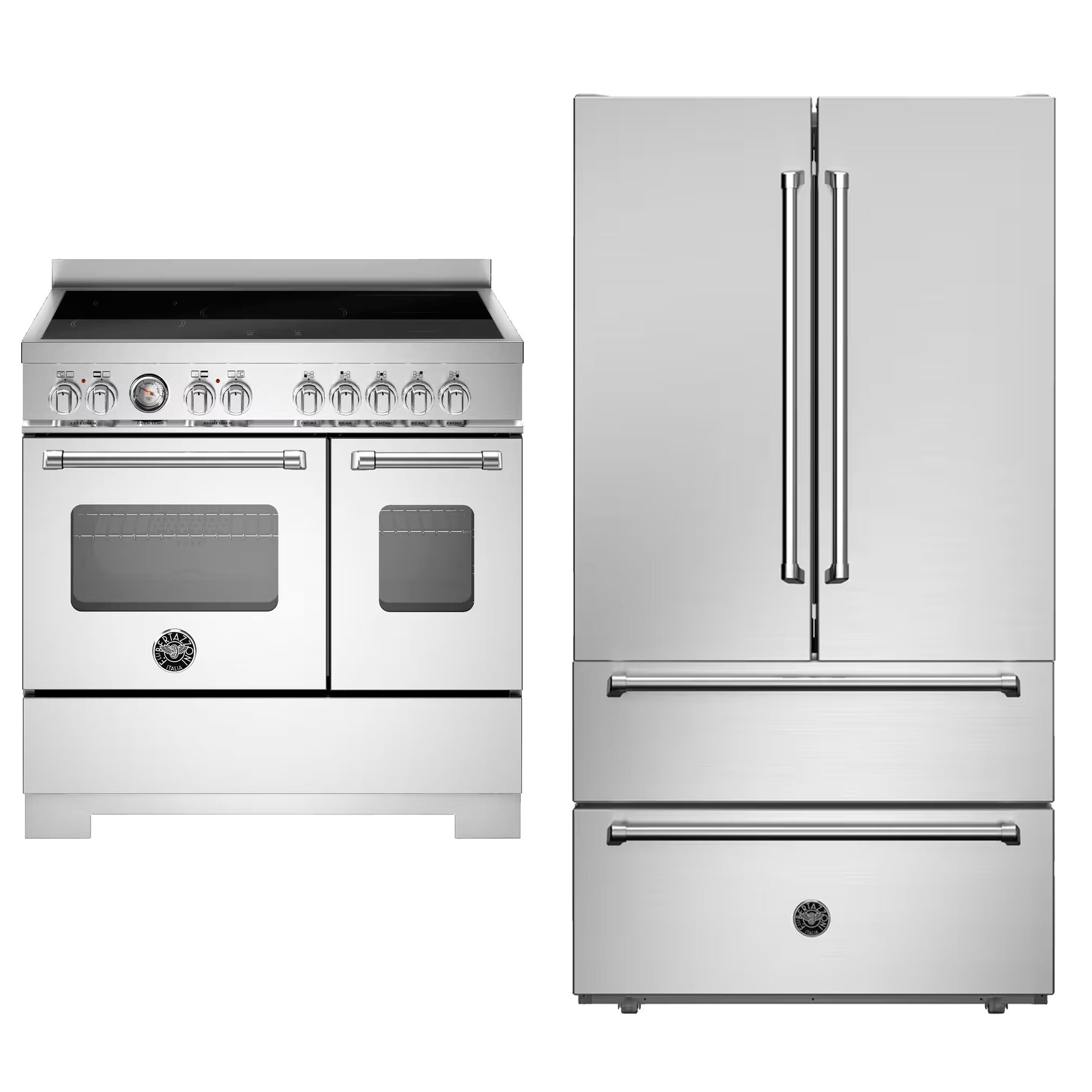 Bertazzoni Mas95i2ext2 Master Induktionskomfur 90 Cm Med   Zoner Og   Ovne   Ref904ffnxtc Master Side-by-side Køle-frys 90 Cm  Rustfrit Stål