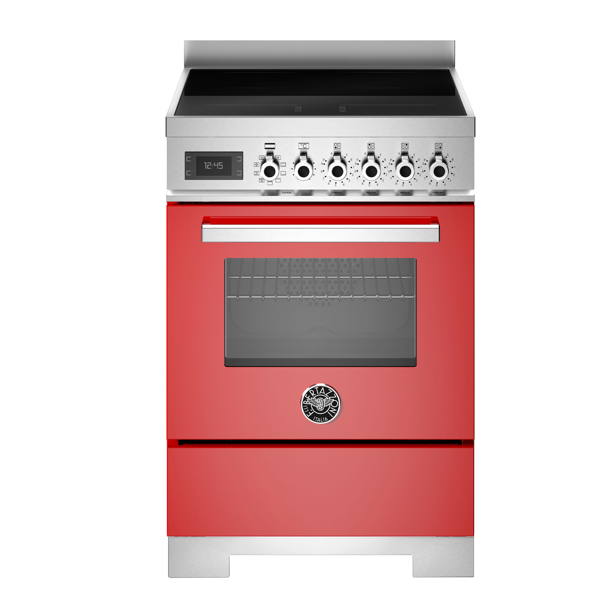 Bertazzoni Pro64i1erot2 Professional Induktionskomfur 60 Cm Med   Zoner Og   Ovn  Rød