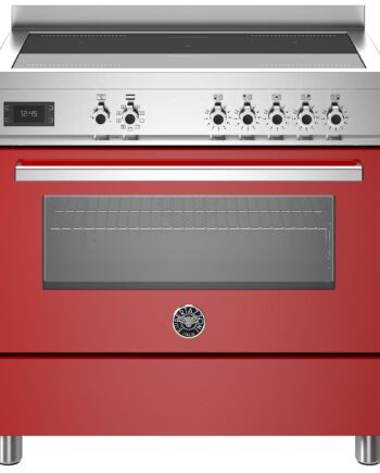 Pro95i1erot Professional Induktionskomfur Med Ovn  90 Cm  Rød