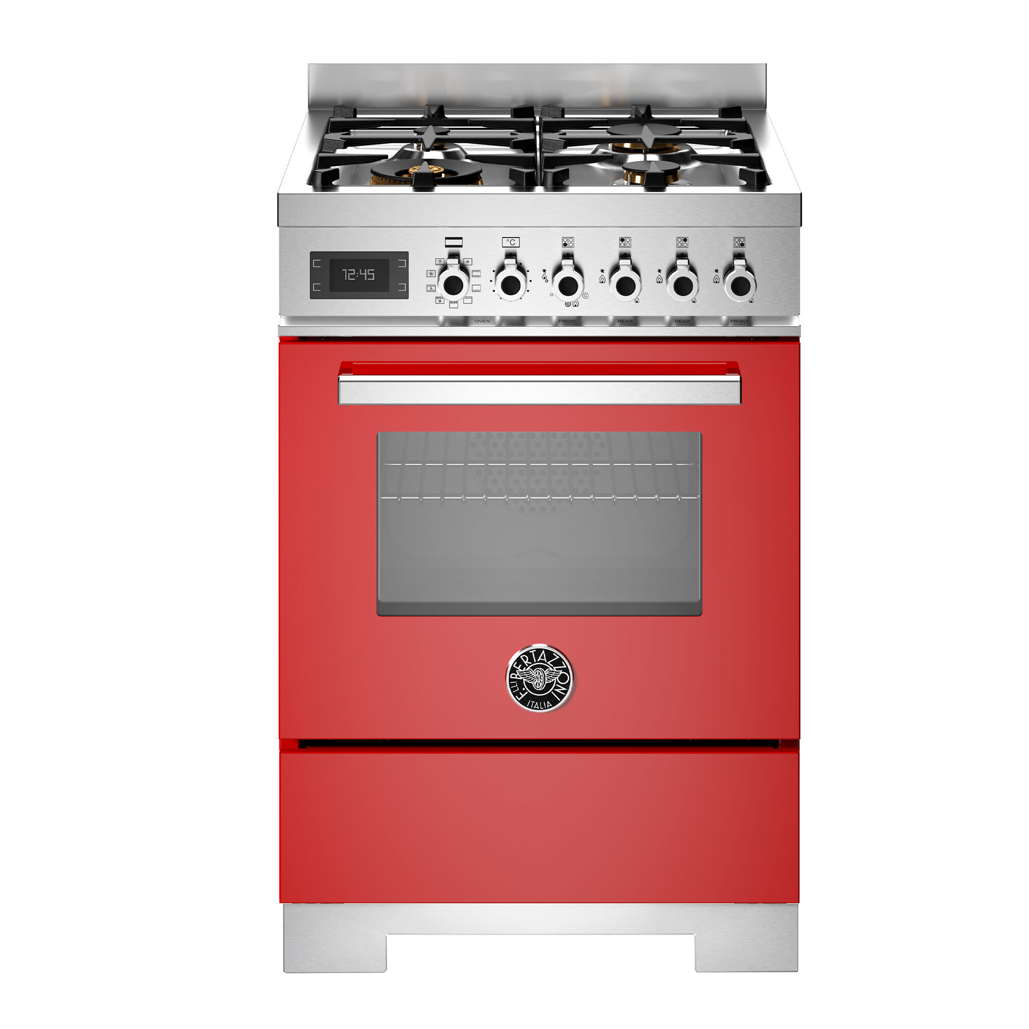 Bertazzoni Pro64l1erot2 Professional Gaskomfur 60 Cm Med   Brændere Og   Ovn  Rød
