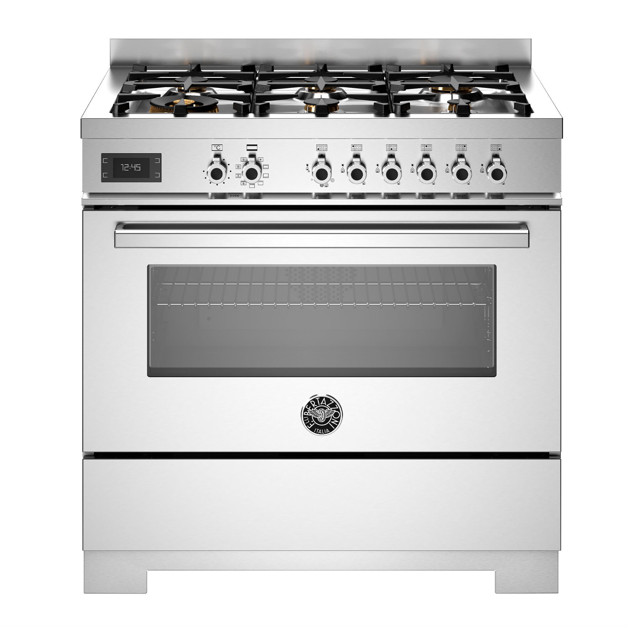 Bertazzoni Pro96l1ext2 Professional Gaskomfur 90 Cm Med   Brændere Og   Ovn  Rustfrit Stål