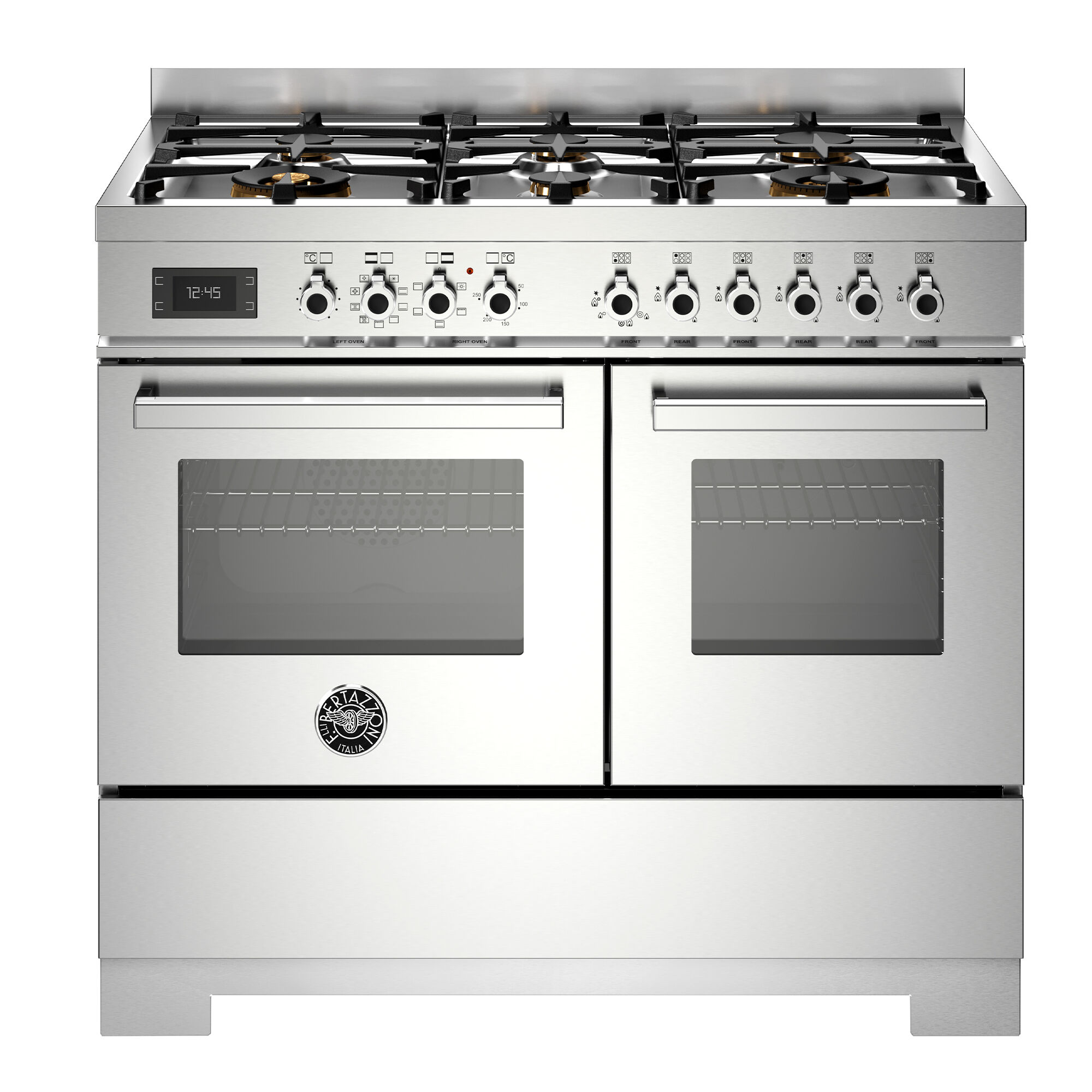 Bertazzoni Pro106l2ext2 Professional Gaskomfur 100 Cm Med   Brændere Og   Ovne  Rustfrit Stål