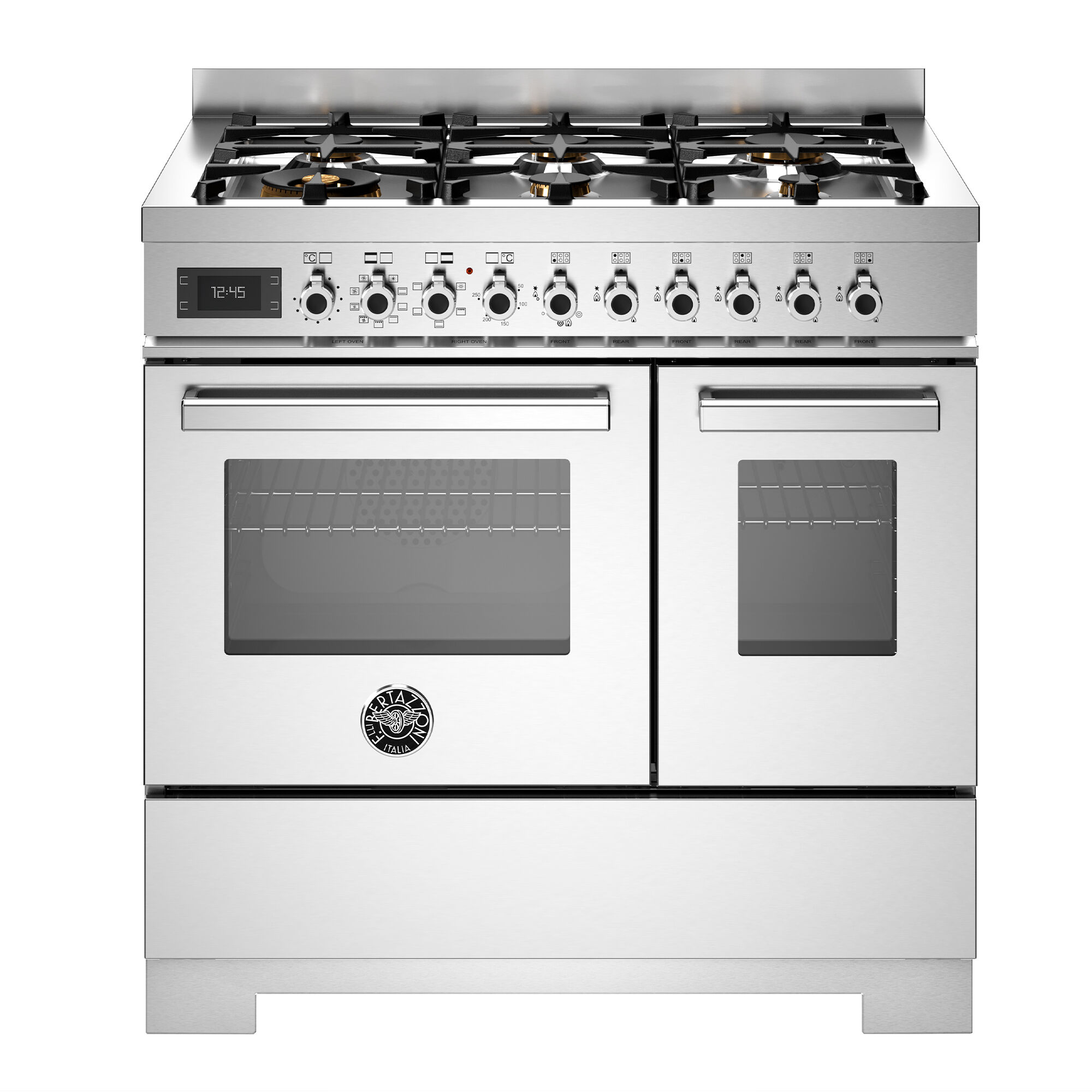 Bertazzoni Pro96l2ext2 Professional Gaskomfur 90 Cm Med   Brændere Og   Ovne  Rustfrit Stål