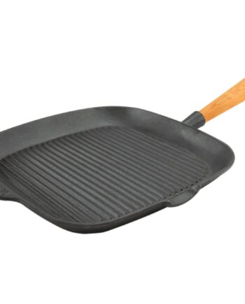 Carl Victor Grillpande   Støbejern 28x28 Cm  Håndtag Af Bøg