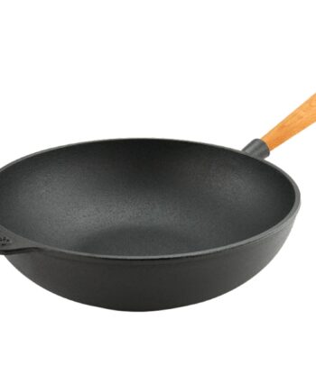 Carl Victor Støbejernswok 30 Cm  Håndtag   Bøgetræ