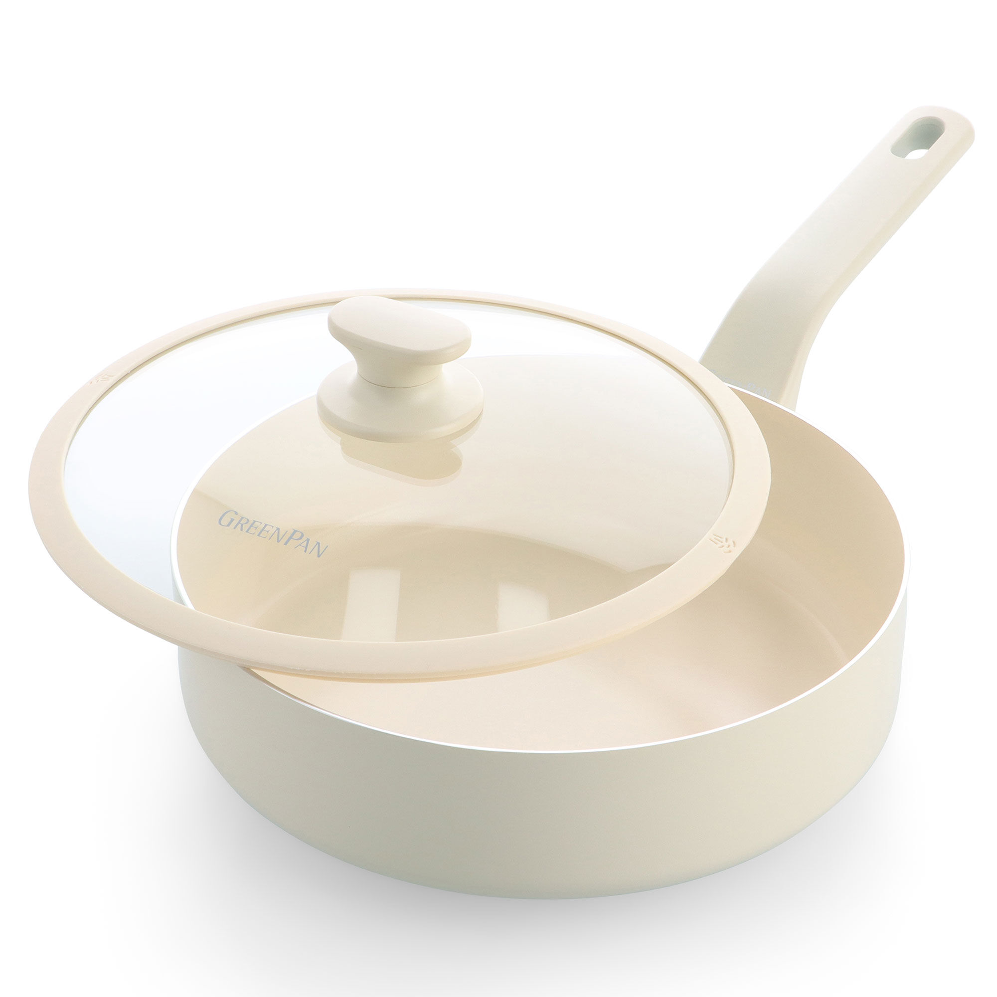 Greenpan Essence Pro Traktørpande Med Låg 28 Cm  Cream