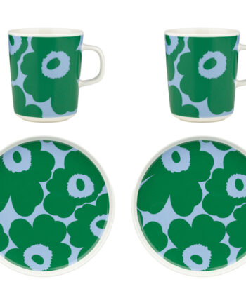 Marimekko Unikko Morgenmadssæt   Dele  Hvid Grøn Lyseblå