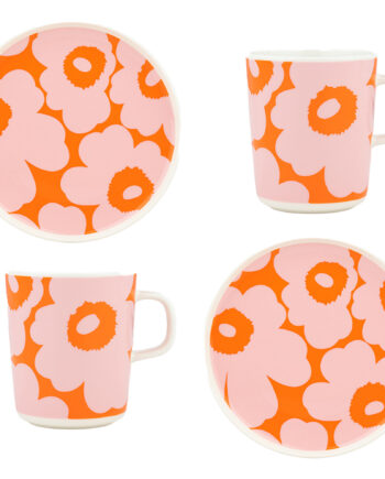 Marimekko Unikko Frukostset   Delar  Vit Rosa Orange