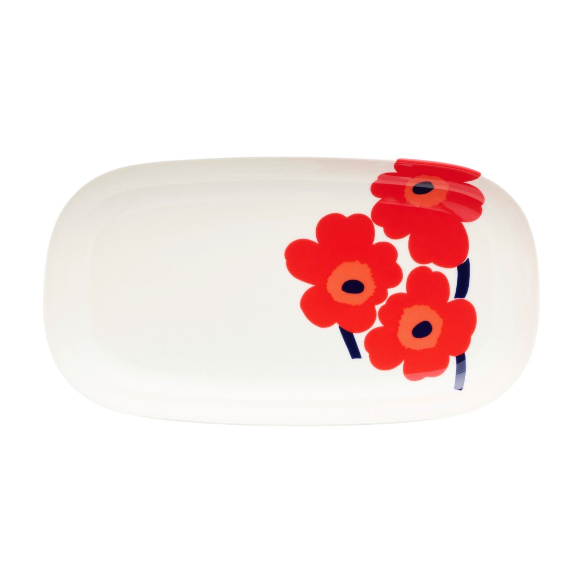 Marimekko Unikko Serveringsfad 17    32 Cm  Hvid Rød Blå