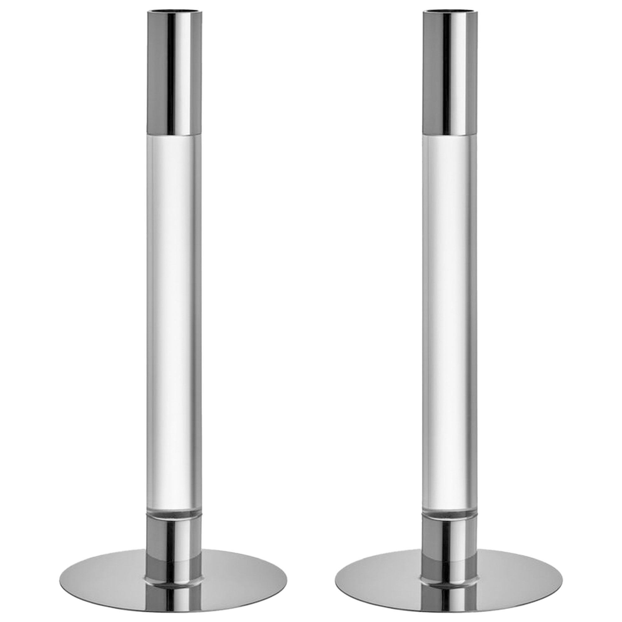 Orrefors Lumiere Lysestage 26   Cm  -pak  Sølv Glas