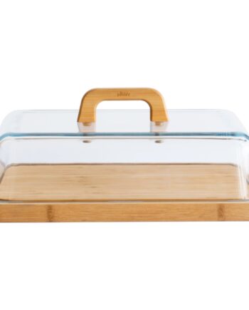 Pebbly Osteklokke 34x25x9   Cm  Glas Bambus