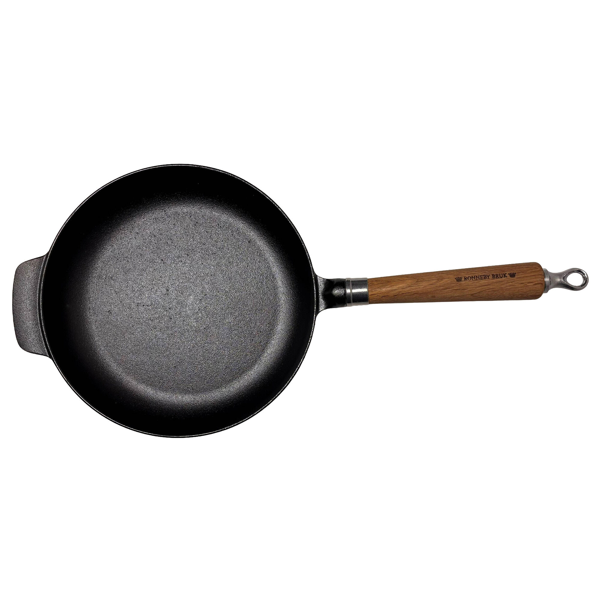 Ronneby Bruk Exclusive Line Støbejernsstegepande  Afrundet Kant 24 Cm   Med Håndtag   Egetræ