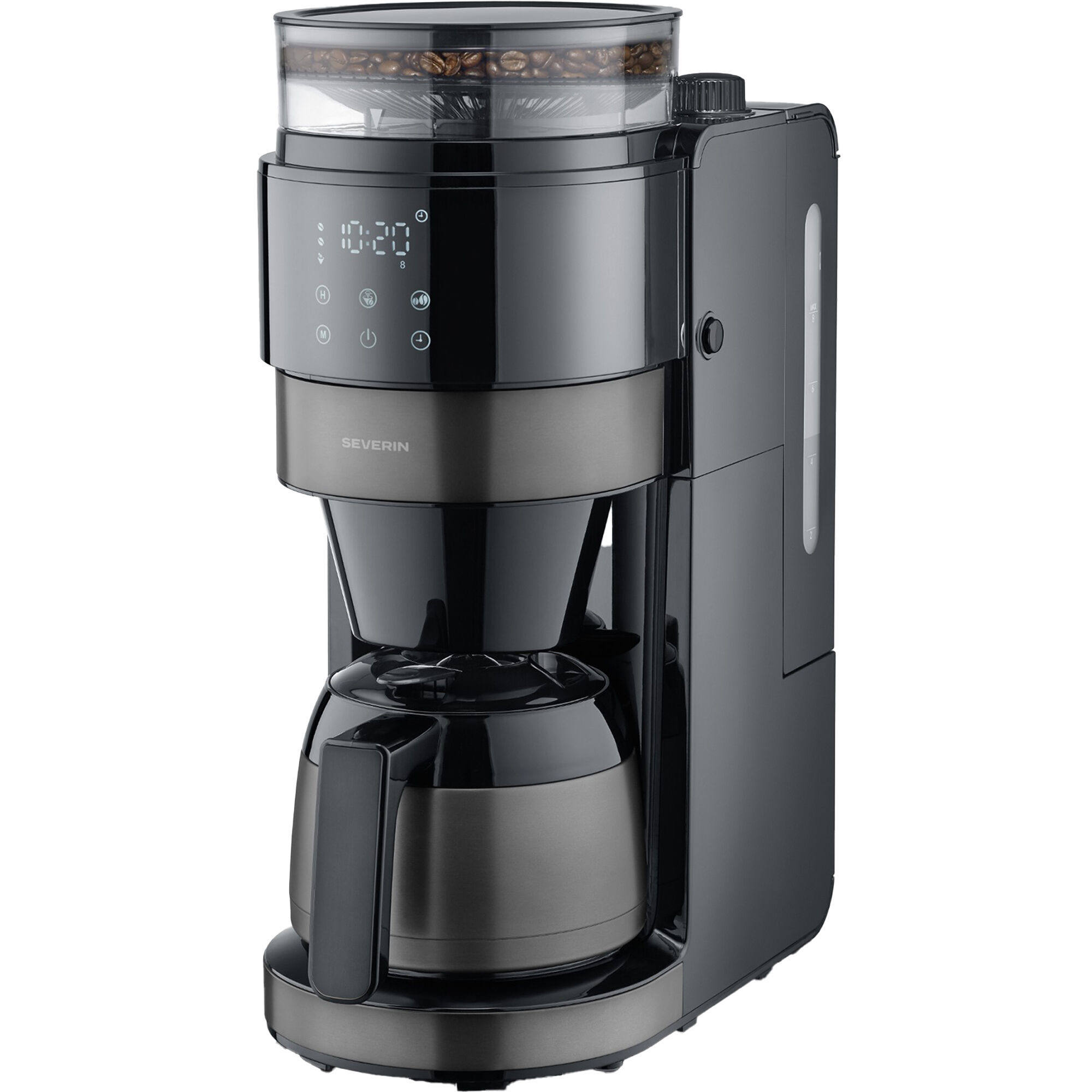 Severin Kaffemaskine Med Kværn   Termokande  Dark Inox