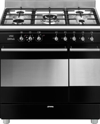 Scb92mn8 Gaskomfur Med Dobbeltovn  90 Cm  Sort
