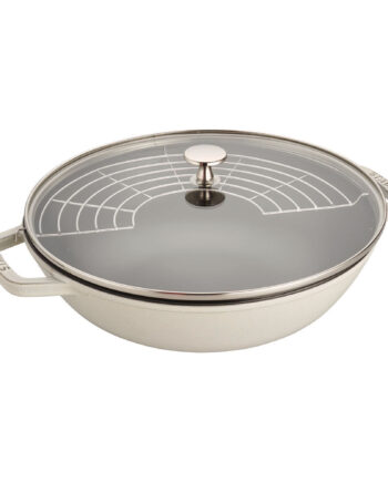 Wok   Støbejern Med Glaslåg 30 Cm  White Truffle