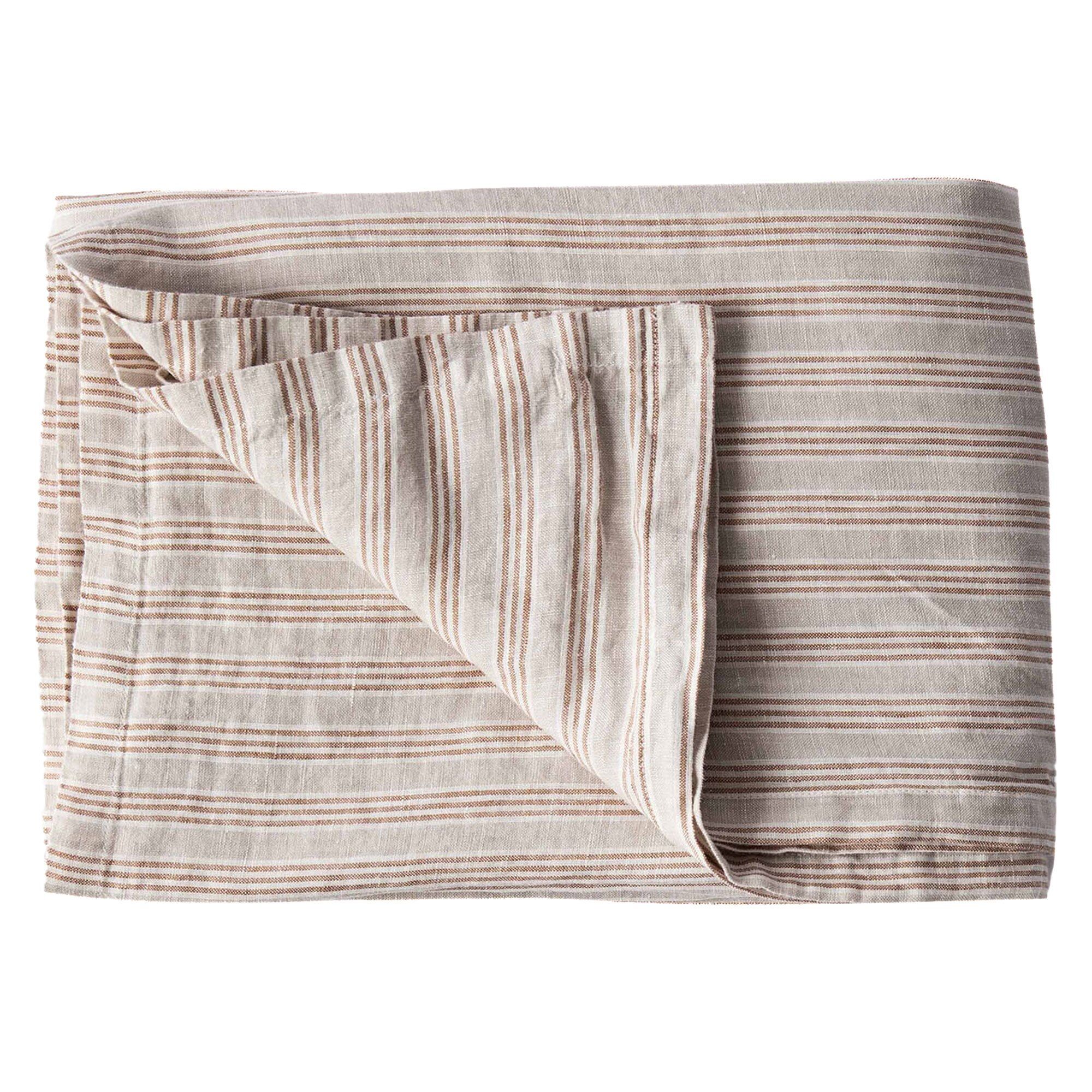 Dug   Hør 145   330 Cm  Hazelnut Stripe