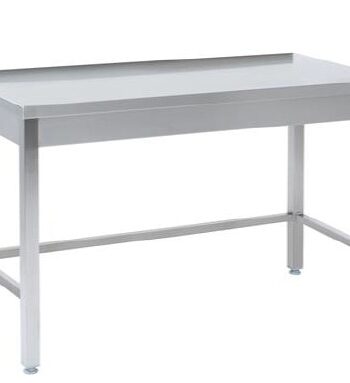 Tysk Produceret Arbejdsbord   Fuldsvejset Rustfri Stål Uden Bagkant Og Hylde  700mm   2000     700     850 Mm